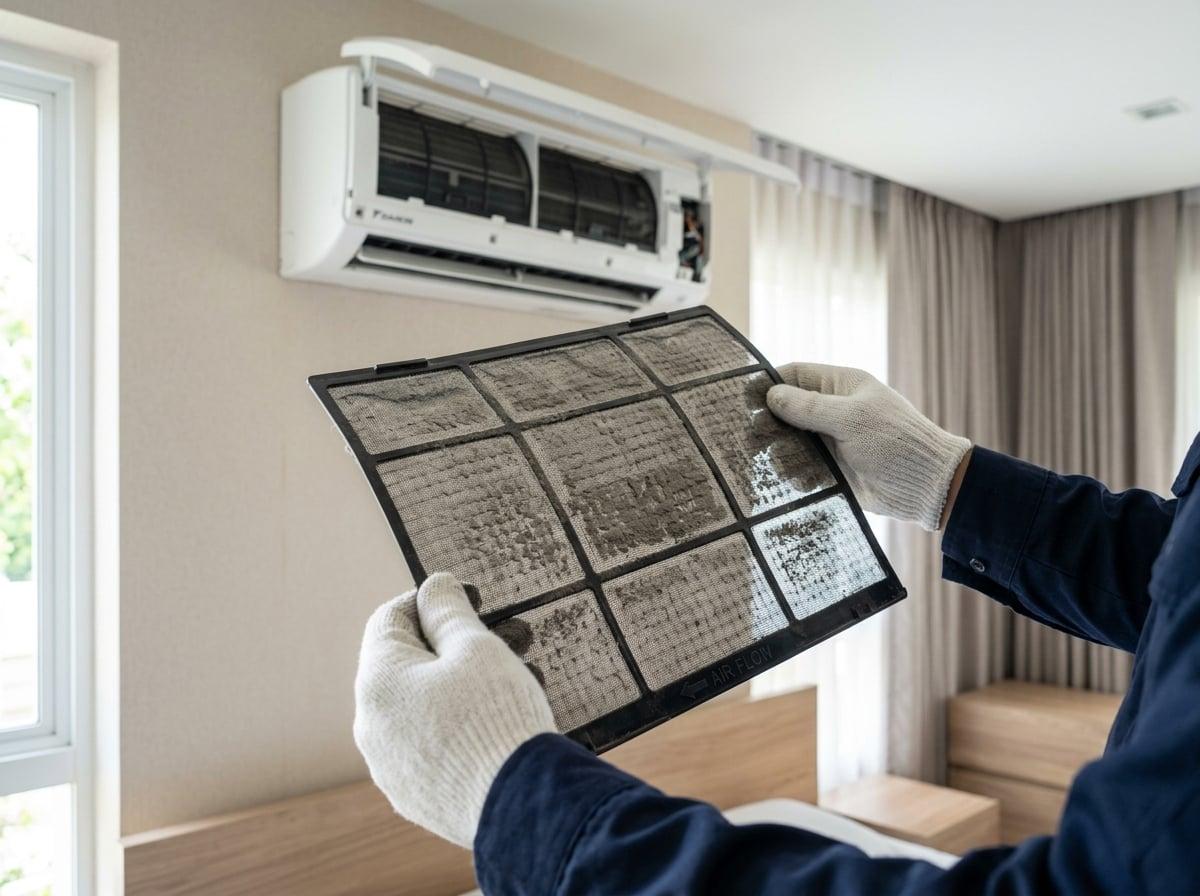 Step 2: Remove & Wash the Filters — mini split cleaning in Greenville